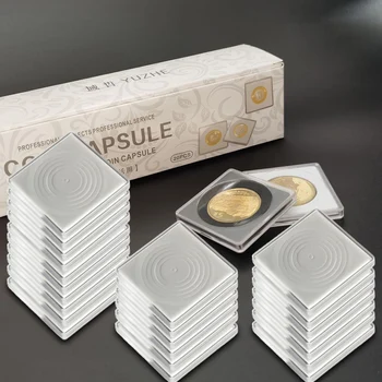 20шт Прозрачный Пластиковый держатель для монет, Коробка для сбора монет, Футляр для хранения монет, капсулы, защитные коробки, контейнер-футляр