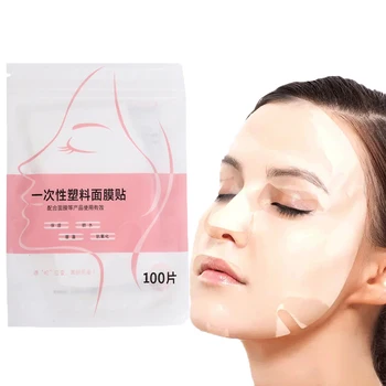 Одноразовая пластиковая пленка для лица, маска для лица, наклейки на шею, бумажные прозрачные полиэтиленовые маски, обертывание для красоты и здоровья лица