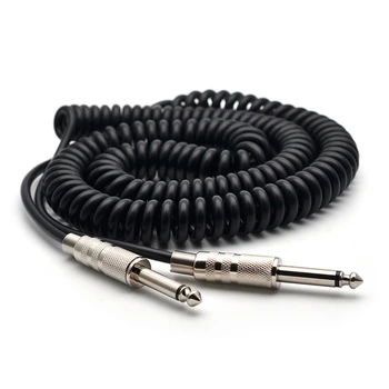 Гитарный пружинный кабель 6,35 /6,5 Гитарный басовый аудиокабель Экранирующий провод длиной 5 м для подключения звука электрогитары