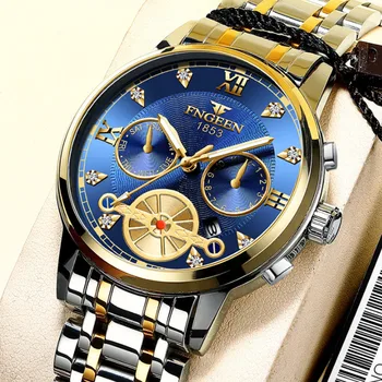 Relogio Masculino, мужские часы класса Люкс, лидирующий бренд, мужские модные водонепроницаемые часы, Дата, Кварцевые наручные часы + коробка